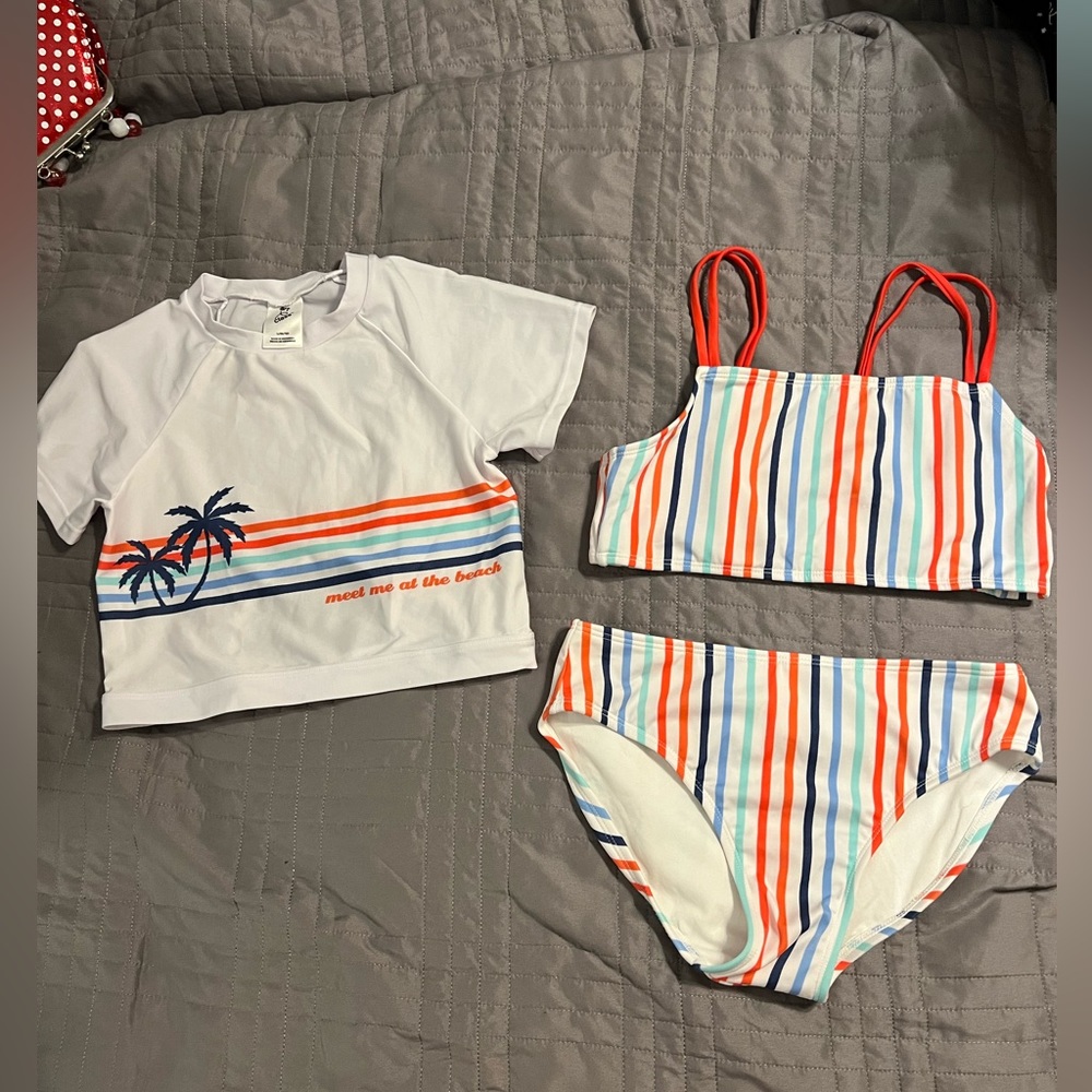 EUC, Art Class Bikini With Rash Guard, Size L (10-12)